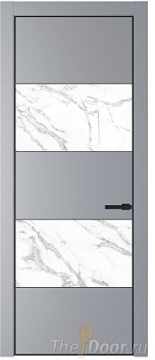 Дверь Profil Doors 22PE цвет Смоки (RAL 870-02) кромка Черный матовый RAL9005 стекло Нефи белый узор серебро