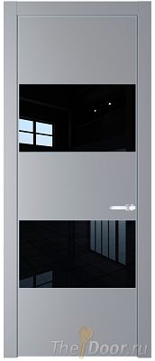 Дверь Profil Doors 22PE цвет Смоки (RAL 870-02) кромка Серебро стекло Lacobel Черный лак