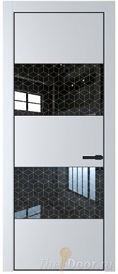 Дверь Profil Doors 22PE цвет Вайт (RAL 110 96 02) кромка Черный матовый RAL9005 стекло Лоран узор золото Дверь Profil Doors 22PE цвет Вайт (RAL 110 96 02) кромка Черный матовый RAL9005 стекло Лоран узор золото