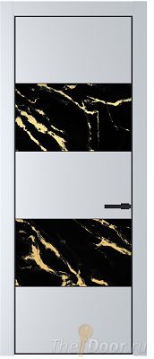 Дверь Profil Doors 22PE цвет Вайт (RAL 110 96 02) кромка Черный матовый RAL9005 стекло Нефи черный узор золото
