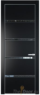 Дверь Profil Doors 23PE цвет Блэк кромка Серебро стекло Лоран узор золото