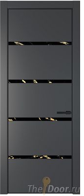 Дверь Profil Doors 23PE цвет Графит (Pantone 425С) кромка Черный матовый RAL9005 стекло Нефи черный узор золото Дверь Profil Doors 23PE цвет Графит (Pantone 425С) кромка Черный матовый RAL9005 стекло Нефи черный узор золото