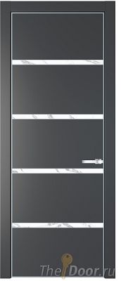Дверь Profil Doors 23PE цвет Графит (Pantone 425С) кромка Серебро стекло Нефи белый узор серебро