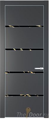 Дверь Profil Doors 23PE цвет Графит (Pantone 425С) кромка Серебро стекло Нефи черный узор золото Дверь Profil Doors 23PE цвет Графит (Pantone 425С) кромка Серебро стекло Нефи черный узор золото