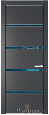 Дверь Profil Doors 23PE цвет Графит (Pantone 425С) кромка Серебро стекло Зеркало Blue