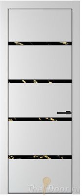 Дверь Profil Doors 23PE цвет Крем Вайт (RAL 120-02) кромка Черный матовый RAL9005 стекло Нефи черный узор золото
