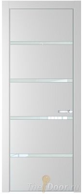 Дверь Profil Doors 23PE цвет Крем Вайт (RAL 120-02) кромка Серебро стекло Lacobel Белый лак