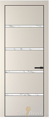 Дверь Profil Doors 23PE цвет Кремовая Магнолия (RAL 120-04) кромка Черный матовый RAL9005 стекло Нефи белый узор серебро