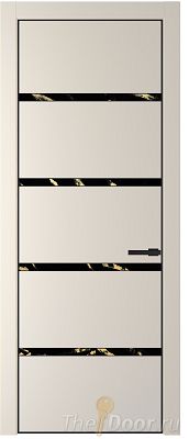 Дверь Profil Doors 23PE цвет Кремовая Магнолия (RAL 120-04) кромка Черный матовый RAL9005 стекло Нефи черный узор золото Дверь Profil Doors 23PE цвет Кремовая Магнолия (RAL 120-04) кромка Черный матовый RAL9005 стекло Нефи черный узор золото