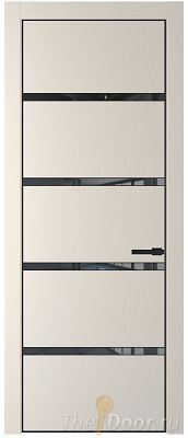 Дверь Profil Doors 23PE цвет Кремовая Магнолия (RAL 120-04) кромка Черный матовый RAL9005 стекло Зеркало Grey