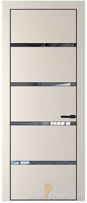 Дверь Profil Doors 23PE цвет Кремовая Магнолия (RAL 120-04) кромка Черный матовый RAL9005 стекло Зеркало