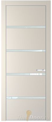 Дверь Profil Doors 23PE цвет Кремовая Магнолия (RAL 120-04) кромка Серебро стекло Lacobel Белый лак