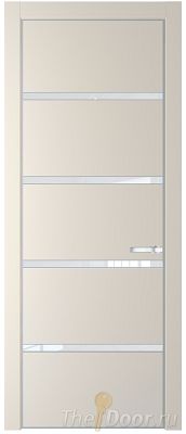 Дверь Profil Doors 23PE цвет Кремовая Магнолия (RAL 120-04) кромка Серебро стекло Lacobel лак Классик