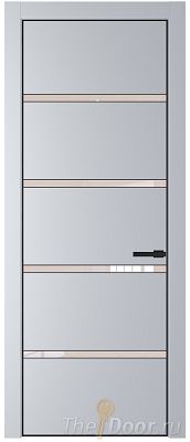 Дверь Profil Doors 23PE цвет Лайт Грей (RAL 870-01) кромка Черный матовый RAL9005 стекло Lacobel Перламутровый лак