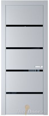 Дверь Profil Doors 23PE цвет Лайт Грей (RAL 870-01) кромка Серебро стекло Lacobel Черный лак
