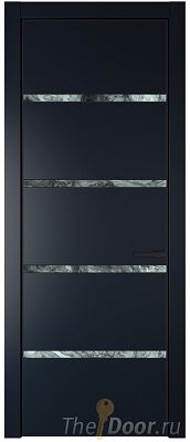 Дверь Profil Doors 23PE цвет Нэви Блу (RAL 7016) кромка Черный матовый RAL9005 стекло Атриум серебро