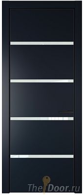 Дверь Profil Doors 23PE цвет Нэви Блу (RAL 7016) кромка Черный матовый RAL9005 стекло Lacobel Белый лак