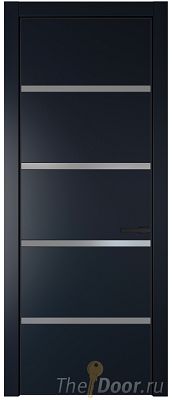 Дверь Profil Doors 23PE цвет Нэви Блу (RAL 7016) кромка Черный матовый RAL9005 стекло Lacobel Серебро Матлак