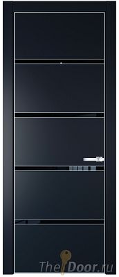 Дверь Profil Doors 23PE цвет Нэви Блу (RAL 7016) кромка Серебро стекло Lacobel Черный лак Дверь Profil Doors 23PE цвет Нэви Блу (RAL 7016) кромка Серебро стекло Lacobel Черный лак