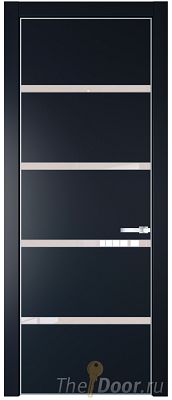 Дверь Profil Doors 23PE цвет Нэви Блу (RAL 7016) кромка Серебро стекло Lacobel Перламутровый лак