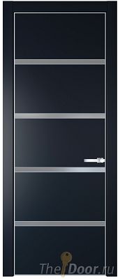Дверь Profil Doors 23PE цвет Нэви Блу (RAL 7016) кромка Серебро стекло Lacobel Серебро Матлак