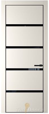 Дверь Profil Doors 23PE цвет Перламутр белый кромка Черный матовый RAL9005 стекло Lacobel Черный лак