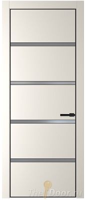 Дверь Profil Doors 23PE цвет Перламутр белый кромка Черный матовый RAL9005 стекло Lacobel Серебро Матлак