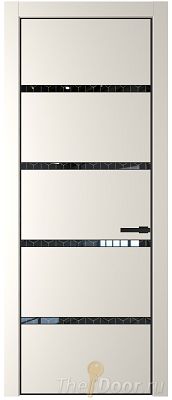 Дверь Profil Doors 23PE цвет Перламутр белый кромка Черный матовый RAL9005 стекло Лоран узор золото Дверь Profil Doors 23PE цвет Перламутр белый кромка Черный матовый RAL9005 стекло Лоран узор золото