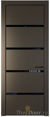 Дверь Profil Doors 23PE цвет Перламутр бронза кромка Черный матовый RAL9005 стекло Lacobel Черный лак