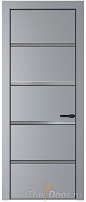 Дверь Profil Doors 23PE цвет Смоки (RAL 870-02) кромка Черный матовый RAL9005 стекло Lacobel Серебро Матлак