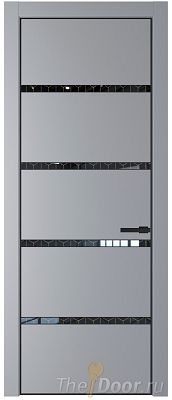 Дверь Profil Doors 23PE цвет Смоки (RAL 870-02) кромка Черный матовый RAL9005 стекло Лоран узор золото