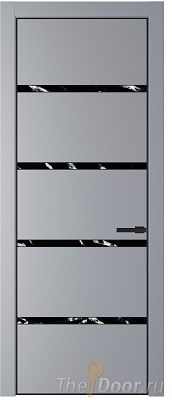 Дверь Profil Doors 23PE цвет Смоки (RAL 870-02) кромка Черный матовый RAL9005 стекло Нефи черный узор серебро