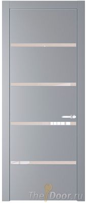 Дверь Profil Doors 23PE цвет Смоки (RAL 870-02) кромка Серебро стекло Lacobel Перламутровый лак