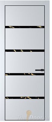 Дверь Profil Doors 23PE цвет Вайт (RAL 110 96 02) кромка Черный матовый RAL9005 стекло Нефи черный узор золото Дверь Profil Doors 23PE цвет Вайт (RAL 110 96 02) кромка Черный матовый RAL9005 стекло Нефи черный узор золото