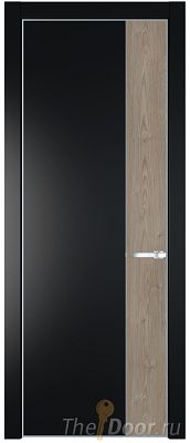 Дверь Profil Doors 24PE цвет Блэк кромка Серебро вставка Каштан Темный