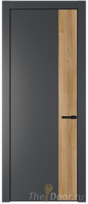 Дверь Profil Doors 24PE цвет Графит (Pantone 425С) кромка Черный матовый RAL9005 вставка Дуб Карамель