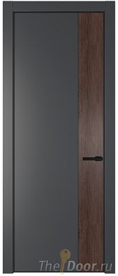 Дверь Profil Doors 24PE цвет Графит (Pantone 425С) кромка Черный матовый RAL9005 вставка Дуб Тобакко