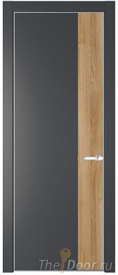 Дверь Profil Doors 24PE цвет Графит (Pantone 425С) кромка Серебро вставка Дуб Карамель