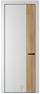 Дверь Profil Doors 24PE цвет Крем Вайт (RAL 120-02) кромка Черный матовый RAL9005 вставка Дуб Карамель
