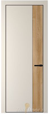 Дверь Profil Doors 24PE цвет Кремовая Магнолия (RAL 120-04) кромка Черный матовый RAL9005 вставка Дуб Карамель