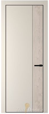 Дверь Profil Doors 24PE цвет Кремовая Магнолия (RAL 120-04) кромка Черный матовый RAL9005 вставка Каштан Светлый