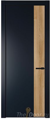 Дверь Profil Doors 24PE цвет Нэви Блу (RAL 7016) кромка Черный матовый RAL9005 вставка Дуб Карамель