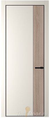 Дверь Profil Doors 24PE цвет Перламутр белый кромка Черный матовый RAL9005 вставка Дуб Сонома