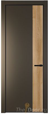 Дверь Profil Doors 24PE цвет Перламутр бронза кромка Черный матовый RAL9005 вставка Дуб Карамель