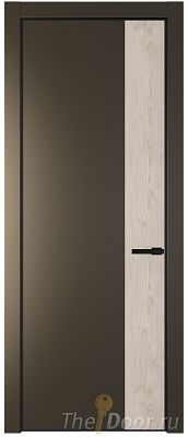 Дверь Profil Doors 24PE цвет Перламутр бронза кромка Черный матовый RAL9005 вставка Каштан Светлый