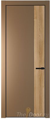 Дверь Profil Doors 24PE цвет Перламутр золото кромка Черный матовый RAL9005 вставка Дуб Карамель