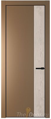 Дверь Profil Doors 24PE цвет Перламутр золото кромка Черный матовый RAL9005 вставка Каштан Светлый
