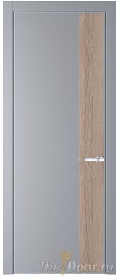 Дверь Profil Doors 24PE цвет Смоки (RAL 870-02) кромка Серебро вставка Дуб Сонома