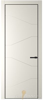 Дверь Profil Doors 2PE цвет Перламутр белый кромка Черный матовый RAL9005