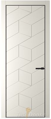 Дверь Profil Doors 9PE цвет Перламутр белый кромка Черный матовый RAL9005